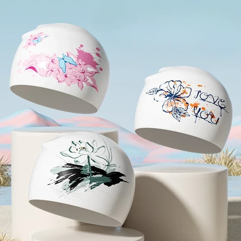Floral Printed Swimming Headphone for Ear Protection for Long Hair for Women Large Soft Silicone Swimwear Pool Accessories