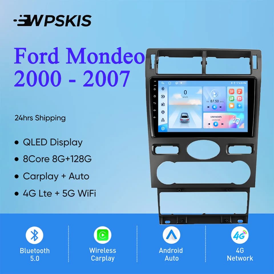 Per Ford Mondeo 2000 - 2007 Auto Stereo Radio lettore Video multimediale navigazione Monitor GPS Android 14 4G Lte WiFi Carplay