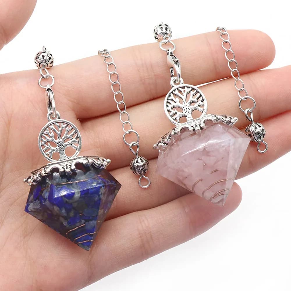 1pc pietra naturale a forma di diamante pendolo cristallo agata resina pietra schiacciata ciondoli per creazione di gioielli accessori per collane fai da te