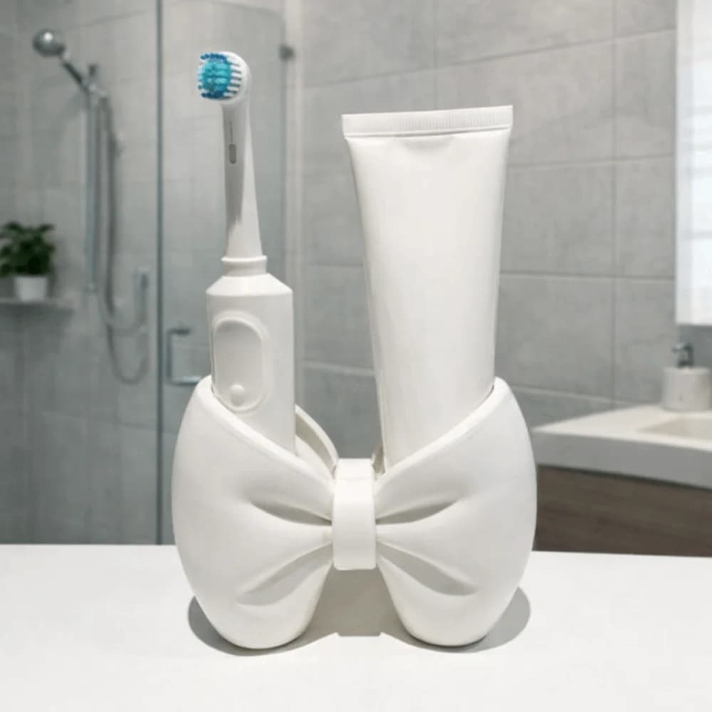 Portaspazzolino Creativo a Forma di Fiocco in Plastica, Grazioso Porta Pennelli Decorativo, Leggero Portapenne per Bagno