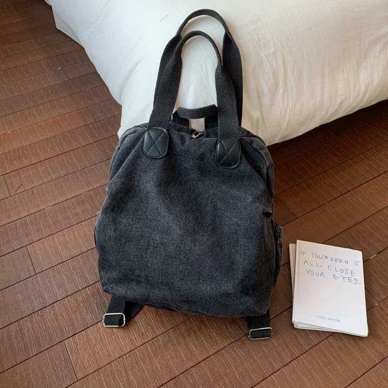 Korean Vintage Washed Denim Backpack Multifunctional Tote Handbag Large Capacity Casual Travel Student Jeans Shoulder Bag
