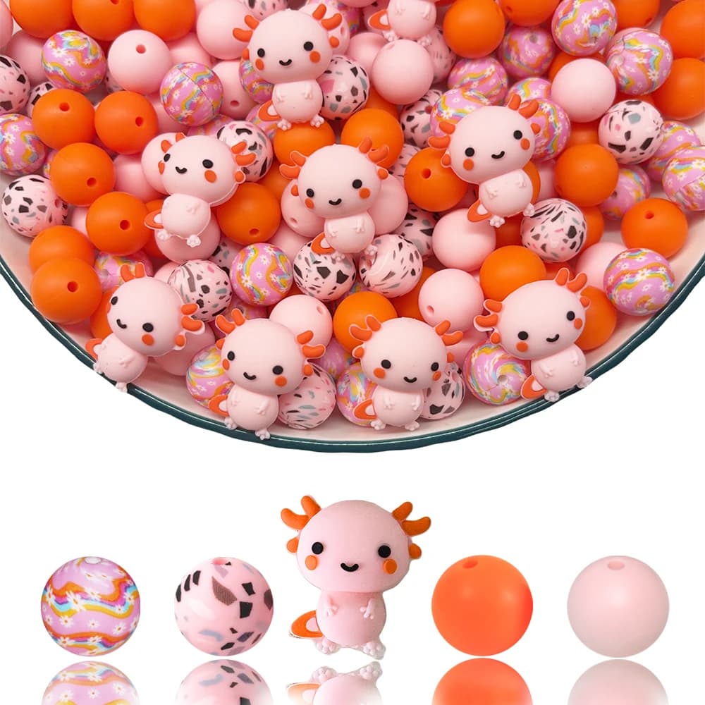 Set di 25 pezzi di perline in silicone per animali 3D di nuovo stile, perfetto per portachiavi, collane, bracciali e altri mestieri fai da te