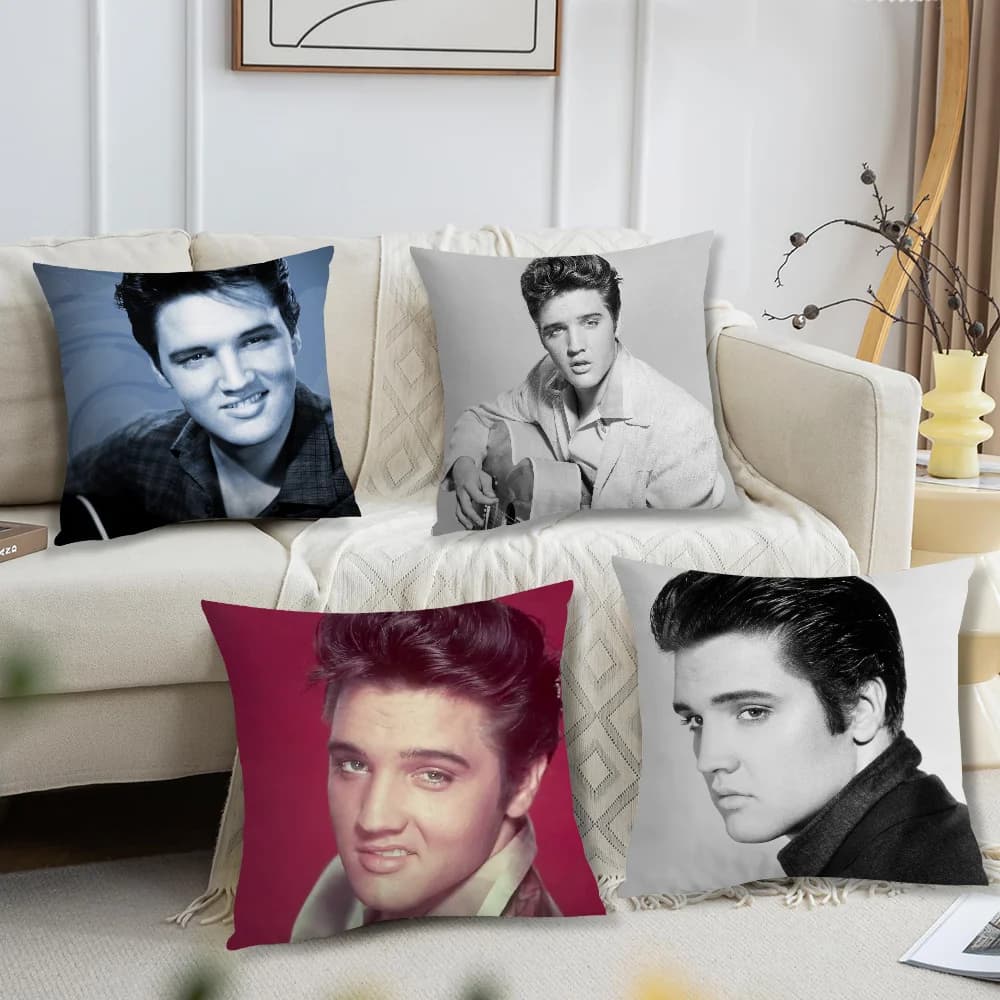 Cantante E-Elvis Musica P-Presley Federa per divano Comodino Camera da letto Schienale Soggiorno Ufficio Cuscino Stampato Quadrato Multiplo
