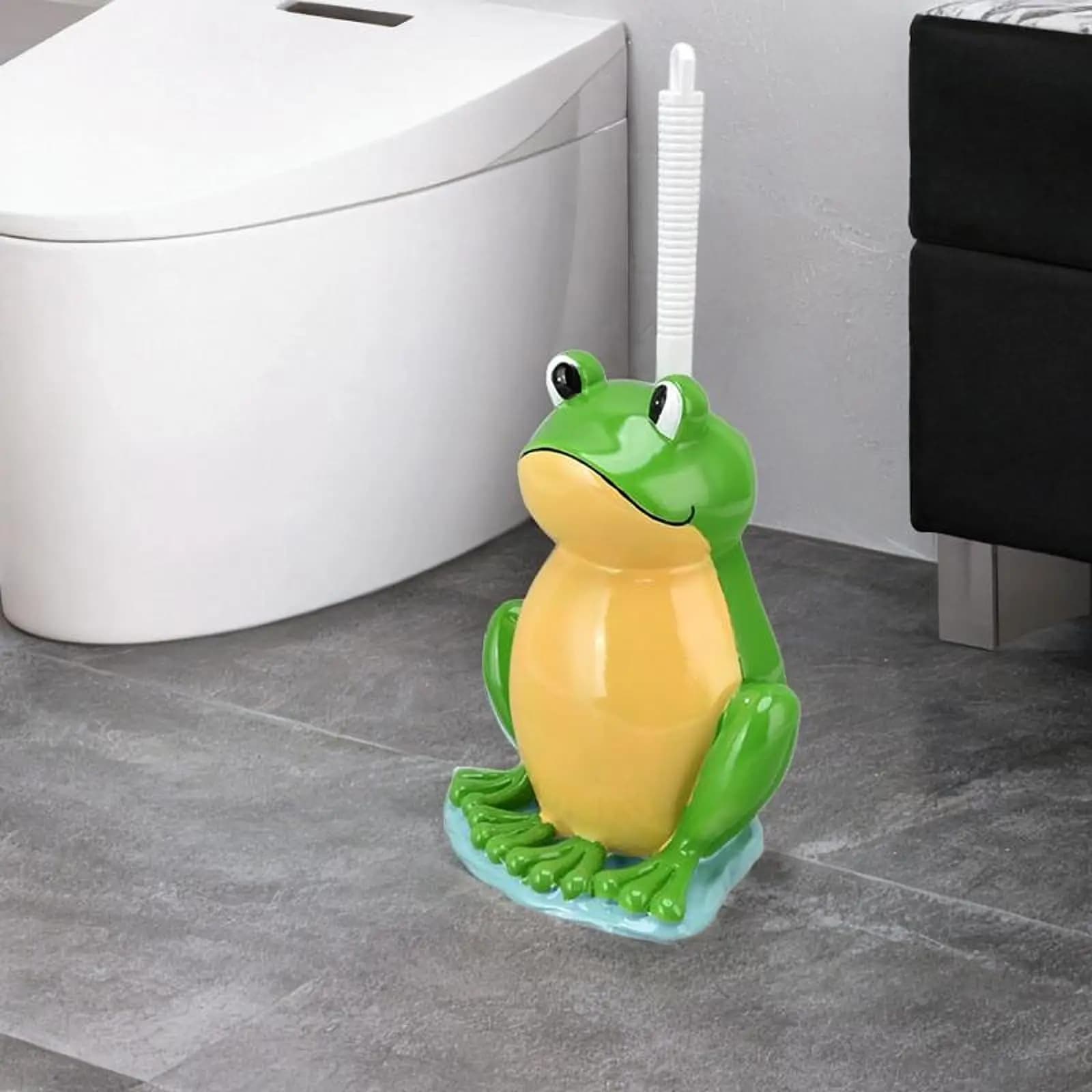 Scopino per WC a forma di rana con supporto Accessori per WC Set di strumenti per la pulizia dell'asciugamano per WC Bagno domestico Hotel