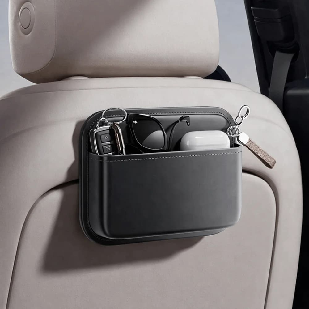Organizer Laterale per Sedile Auto in Pelle PU, Adesivo, Impermeabile, Tasca Portaoggetti per Schienale, Resistente all'Usura, Borsa Portaoggetti per Fondo Sedile