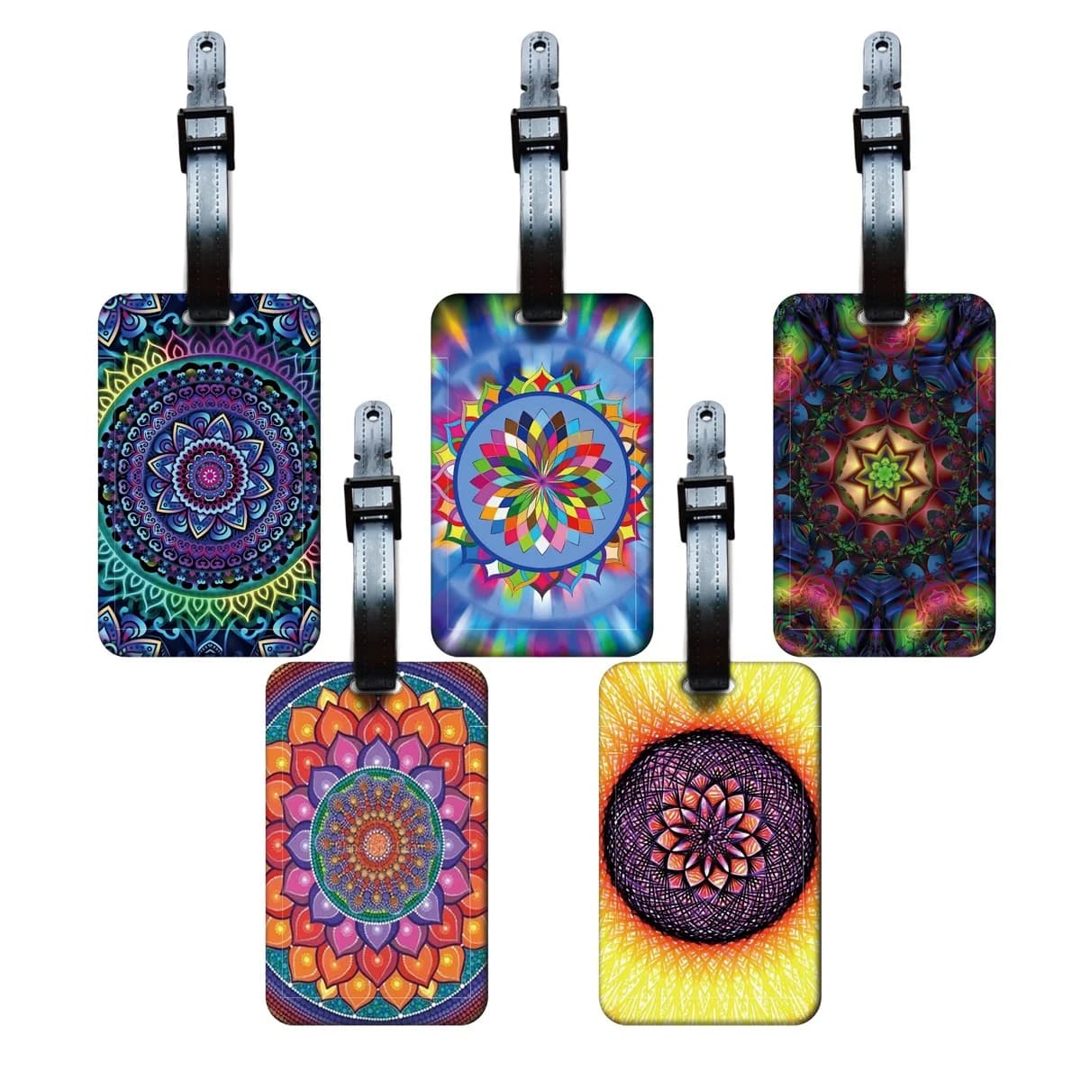 Etichette per Bagagli della Serie Mandala, Porta Indirizzo e Nome per Valigie, Accessori da Viaggio Portatili