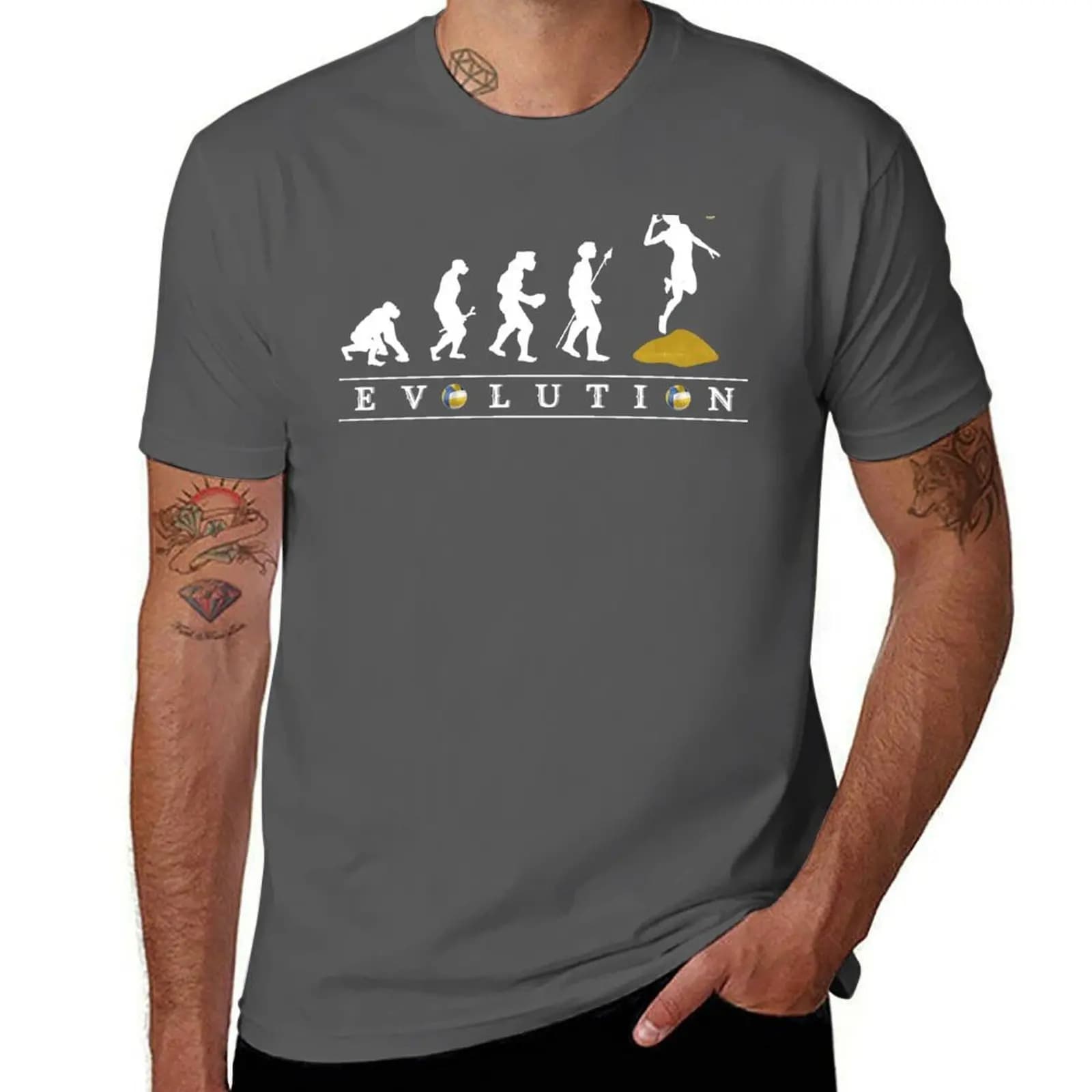 Funny T-shirt with print 'Evolution of Beach Volleyball', T-shirt with print 'Evolution of the beach volleyballer', T-shirt casual for daily outfits