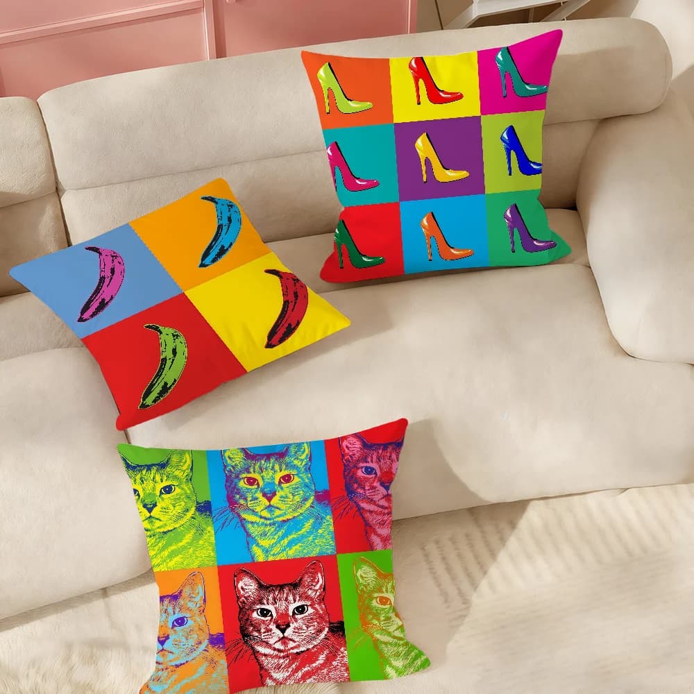 Art A-Andy Warhol Colors Pillow Case Suitable For Bedrooms Living Rooms Cars Home Decoration