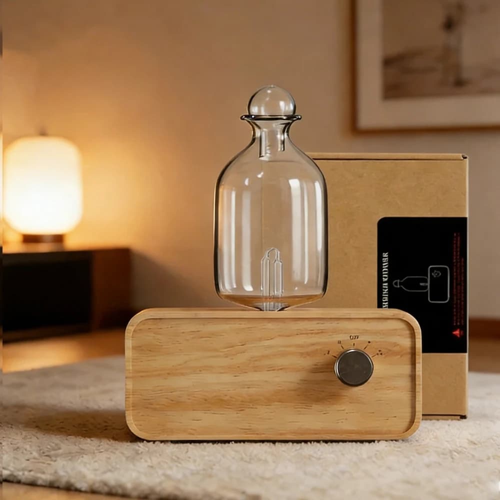 Diffusore di aromi BAMD in legno, umidificatore, purificatore d'aria per casa e hotel, diffusore nebulizzante portatile per oli essenziali.