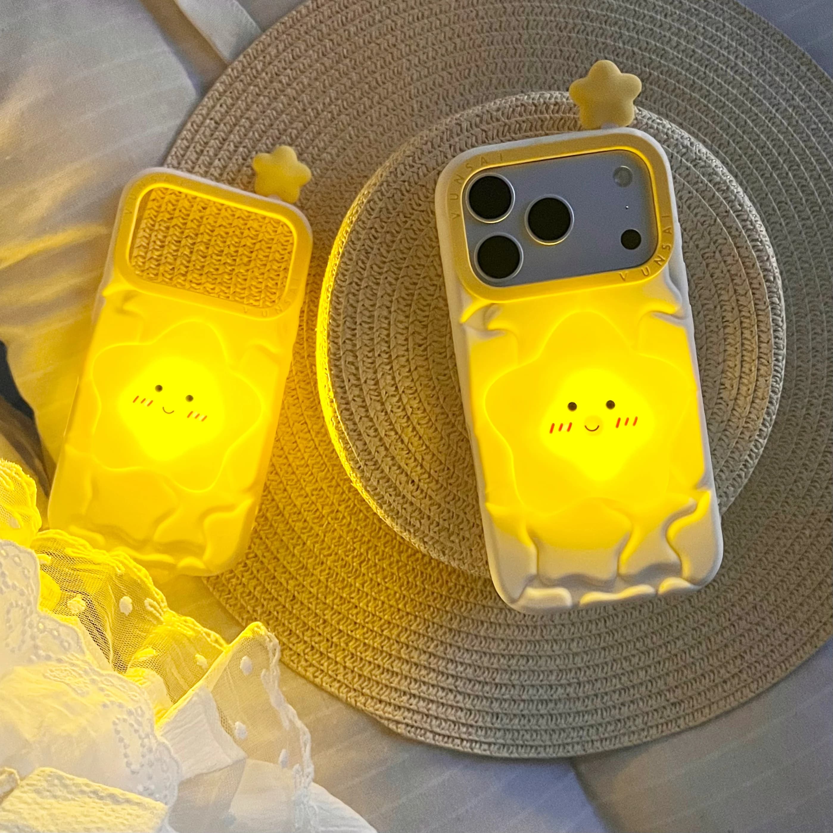 Kawaii 3D Cartoon Stars Stars Soft Silicone Cover For iPhone 17 16 15 14 13 12 Pro Max Cute Cartoon Shockproof Phone Case