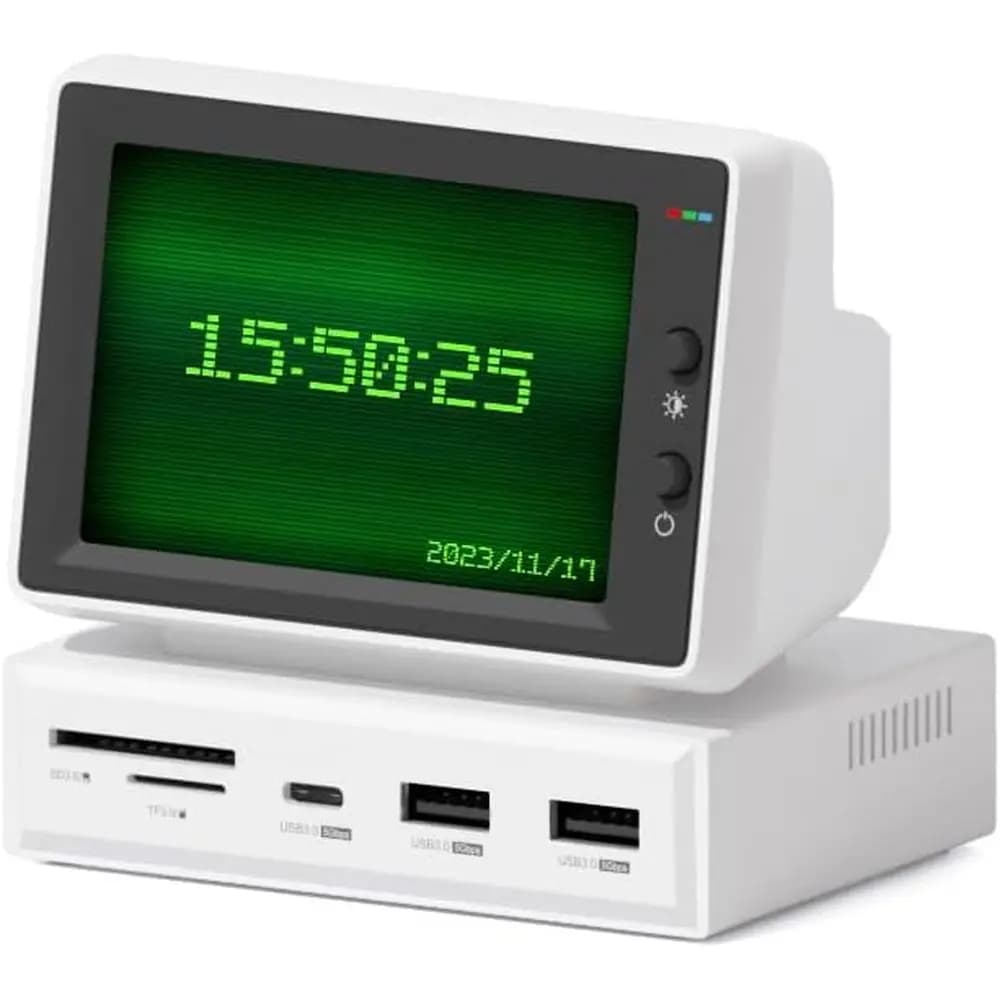 Mini Schermo IPS da 3,5 Pollici con Hub USB-C, Supporto HDMI e Monitoraggio per Mini PC CPU, HDD, Dati e Temperatura, Flottante