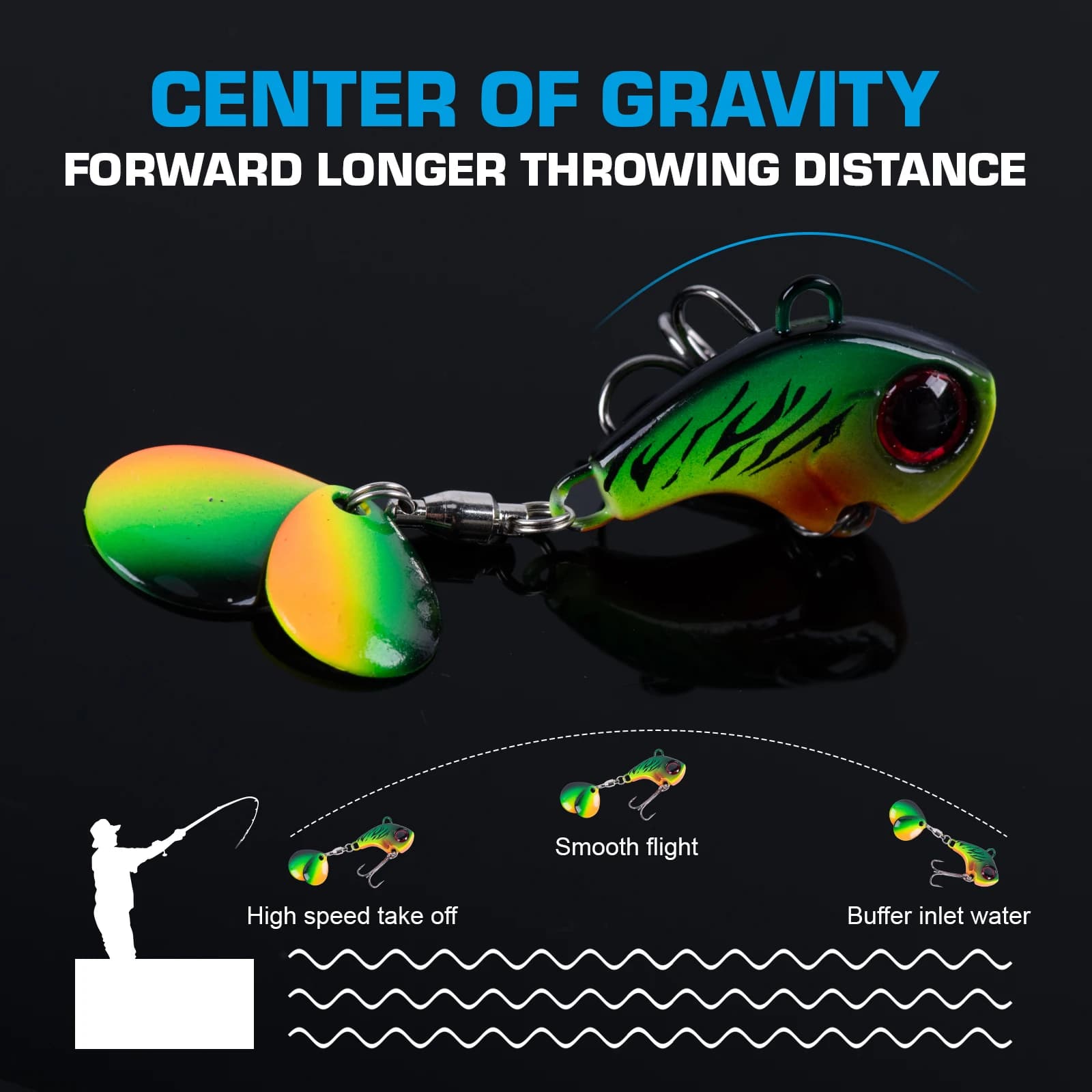 Premium Artificial Gotures in Metal Vib Spoon 7-14g 4-6pz/Box, Long-lasting Flying bait for Trout with Fishing Love Resistant, Fishing Accessories
