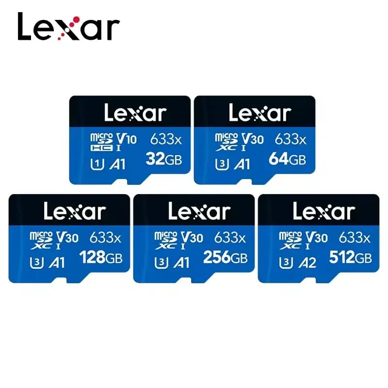 Lexar Original 633x TF Card Micro SD Card Storage A1 V30 Microsd Flash Card 64GB 128GB 256GB 512GB 32GB for Dashcam Tablet Phone