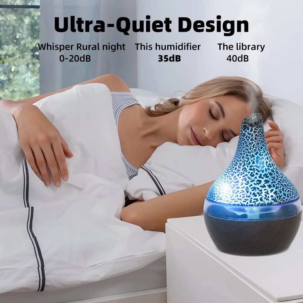 300ml Black Wood Grain Aroma Diffuser Remote controlled, ultra quiet, 7-color LED lighting, practical home humidifier