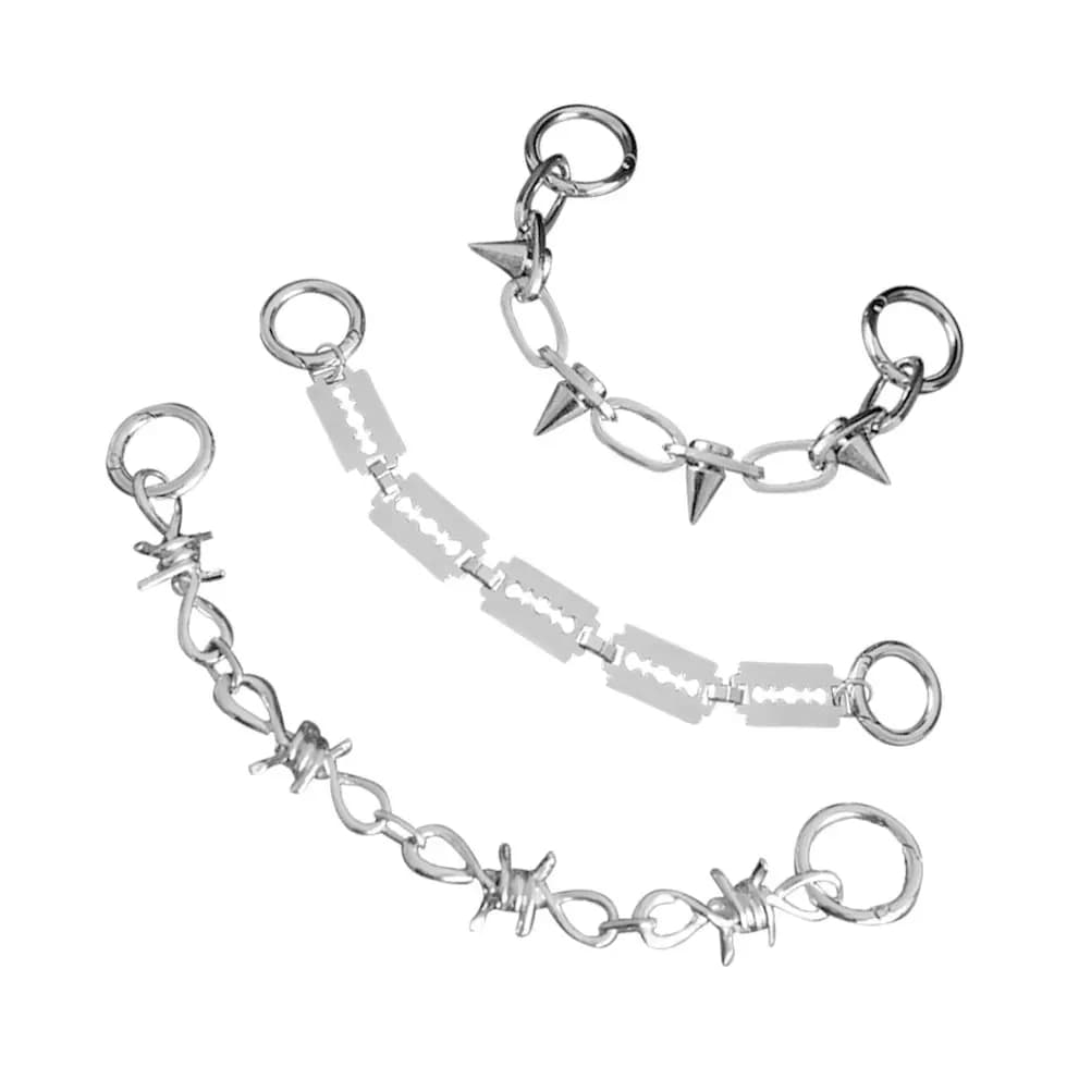 3Pcs Punk Style Shoe Chains for Women Decorative Metal Shoe Charm Chains Perfect Fit for Sandals Slippers Sneakers Boots