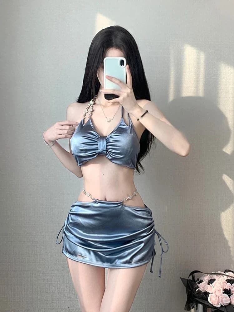 Costume da bagno elegante da donna con spalline sottili, sexy, push-up, per l'estate, la spiaggia, le vacanze e le sorgenti termali