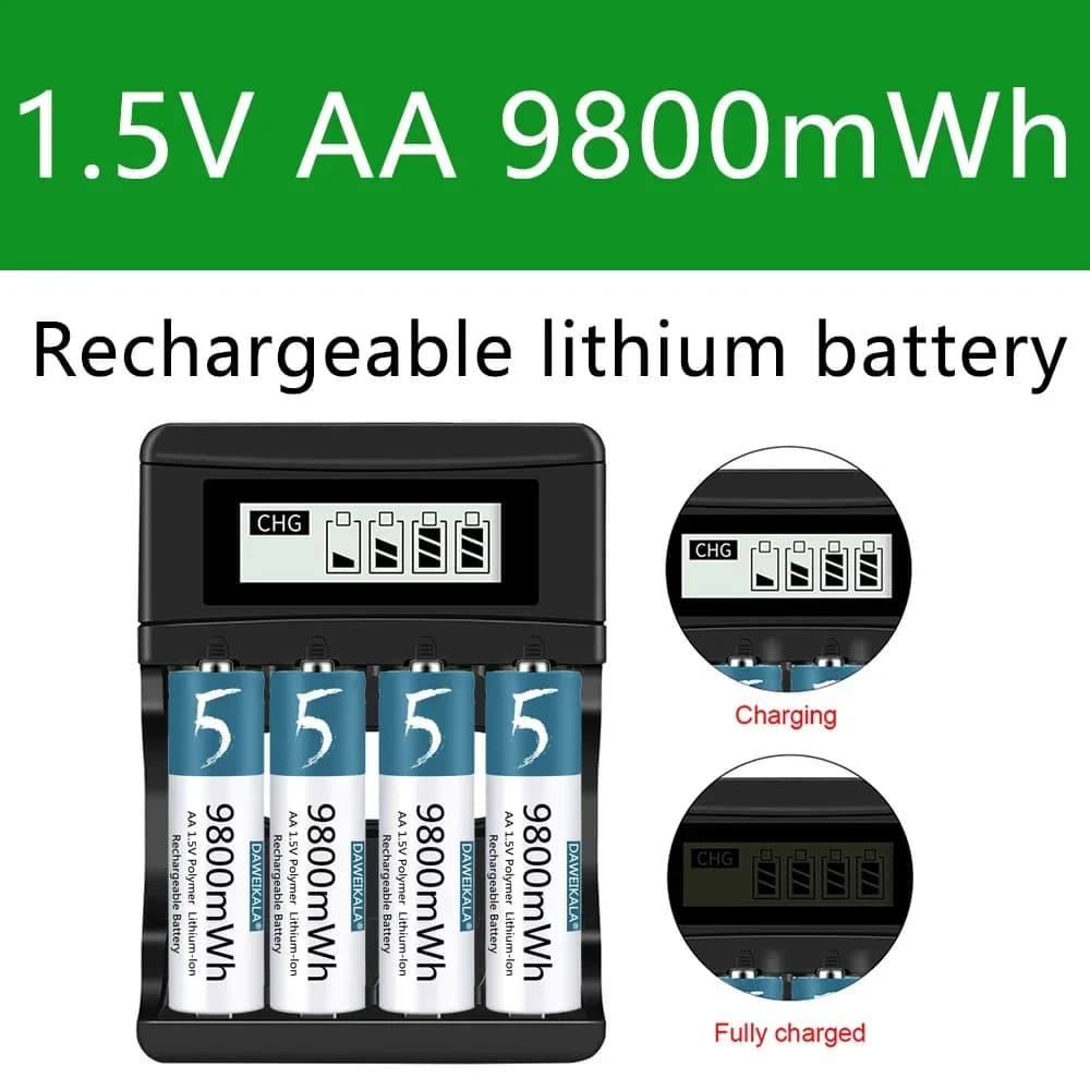 Batteria AA batteria ricaricabile agli ioni di litio polimerica da 1.5V batteria AA per telecomando mouse fan giocattolo elettrico con caricatore USB