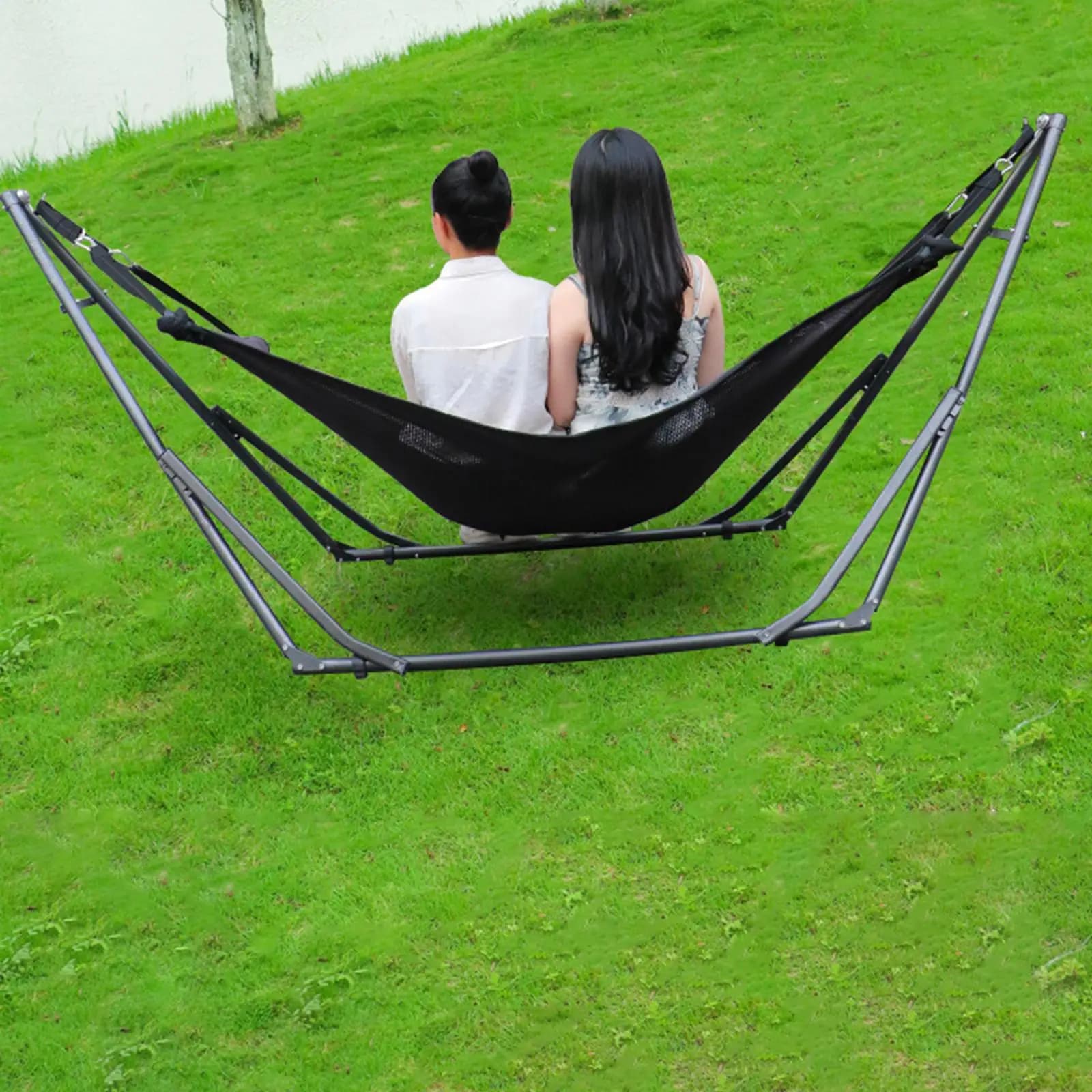 Amaca da campeggio con ganci, portata 80 kg, resistente, portatile, comoda, semplice, per giardino, balcone, patio, backpacking, cortile, estate