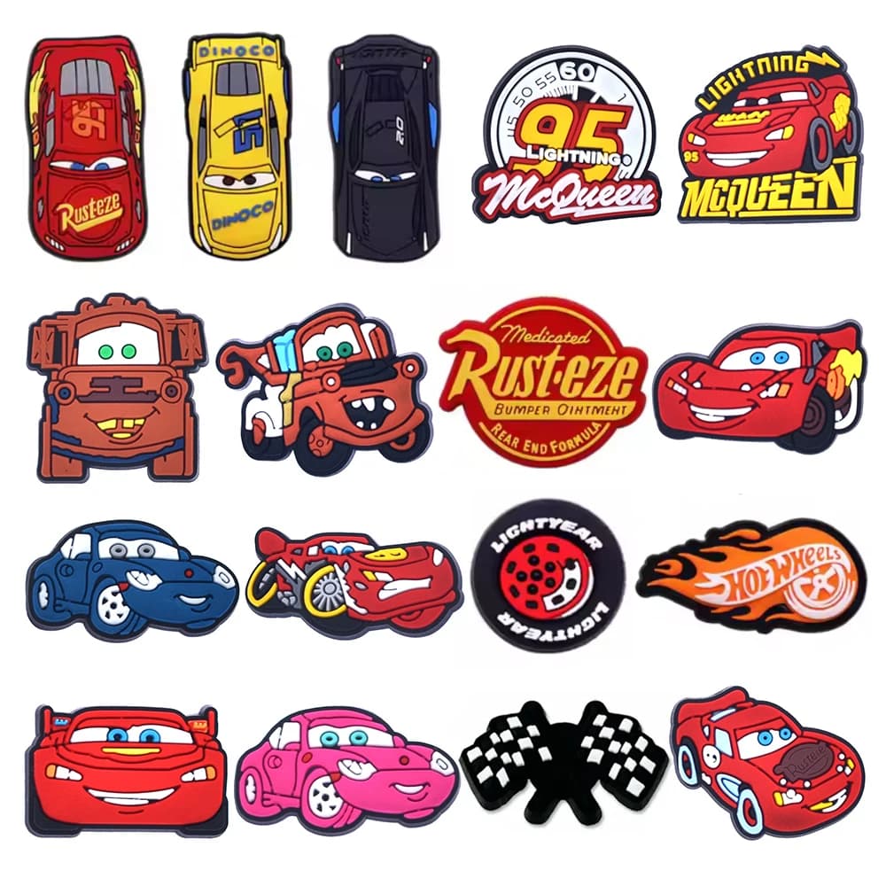 10-100 Pezzi Hot Toys Lightning McQueen Charm per Scarpe, Accessori Decorativi per Scarpe Cars, Adatti per Clog, Sandali, Crocs, Ornamenti per Braccialetti