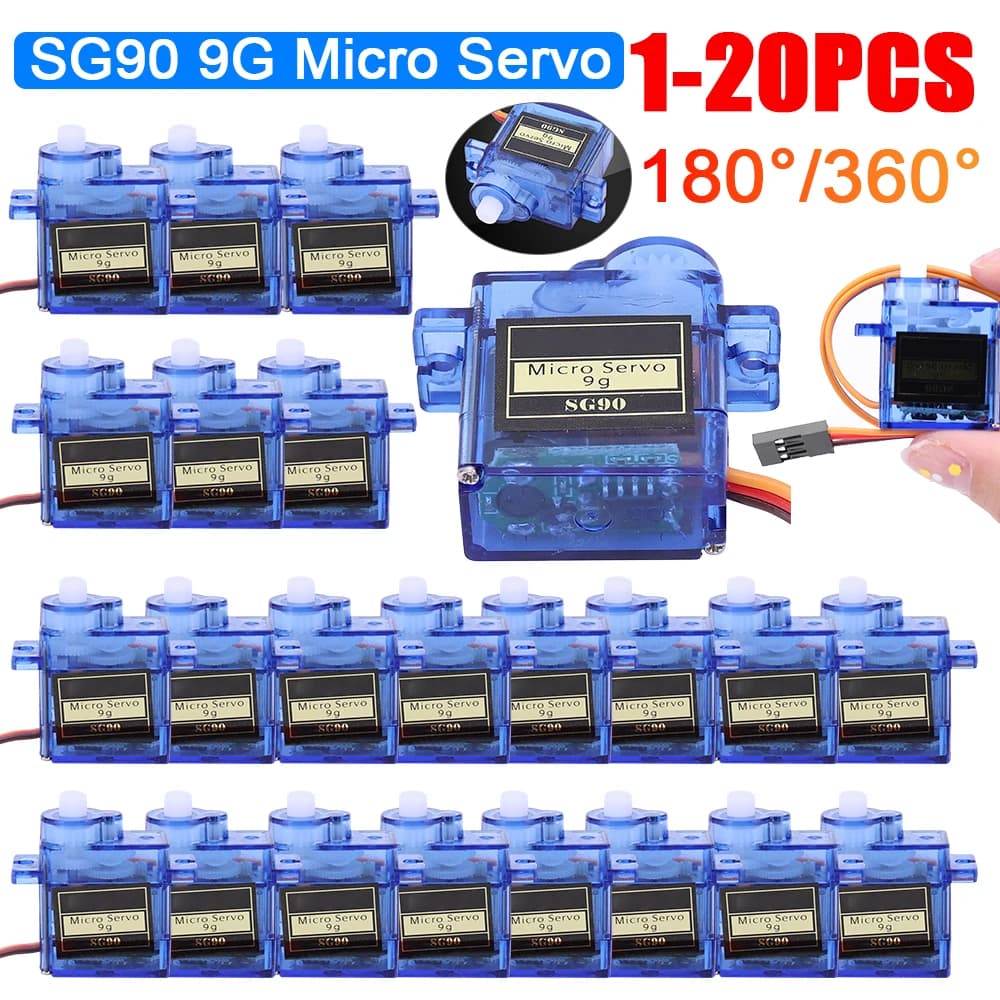 Mini Micro Servo per RC Elicottero Aereo Mini Barca Auto Rotazione di 180/360 Gradi MG90 9G Compatibile con Trex SG90 9g Digitale
