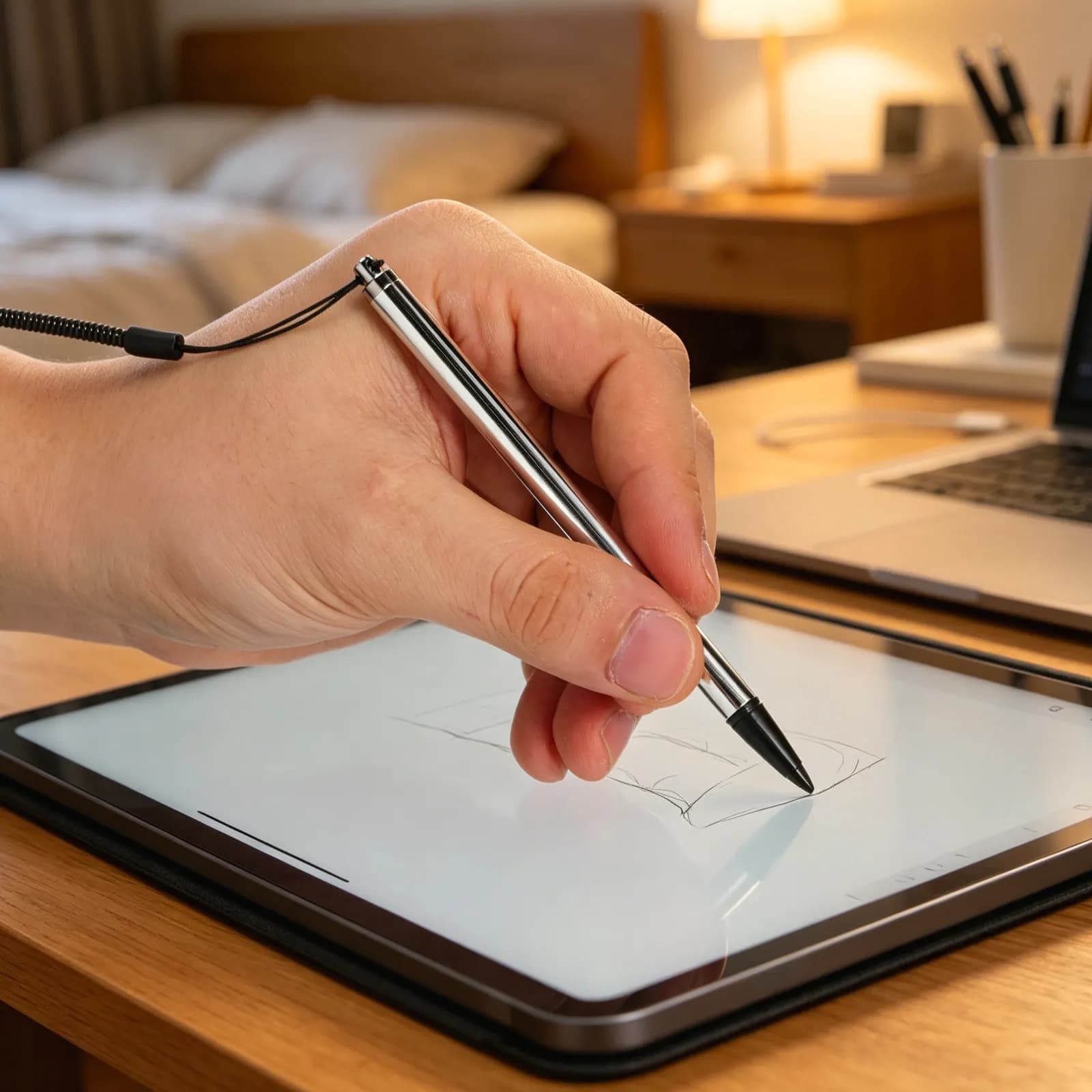 5pcs Touchscreen Stylus Pen Capacitive Fine Tip Universal For Tablet Phone Drawing Writing Antiloss Rope Portable Lightweight