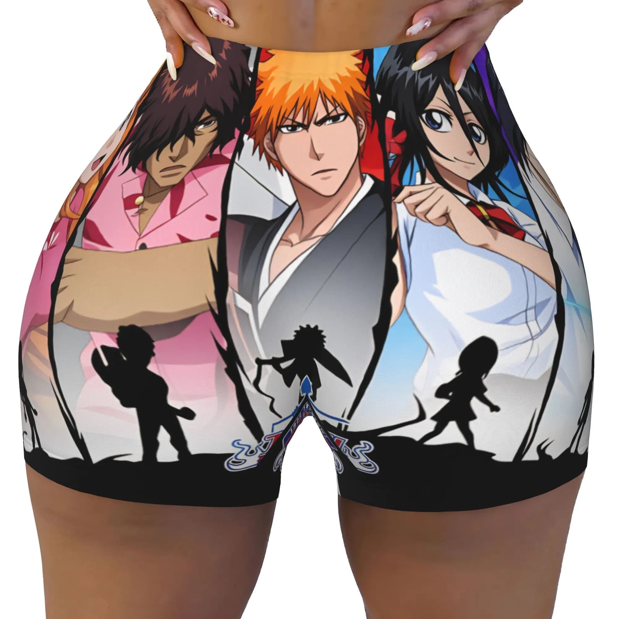 Kon Bleach Orihime Inoue Ichigo Kurosaki Volleyball Biker Workout Shorts for Women Rukia Kuchiki Gym Athletic Yoga Shorts