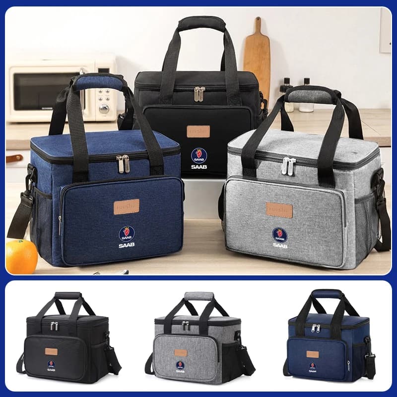 Logo dell'auto Lunch Box Organizer Bag Borsa da campeggio isolata per SAAB 9-4X 9-7X 9-3 9-5 9-2X 9-X 9000 900 600 99 97 Mo