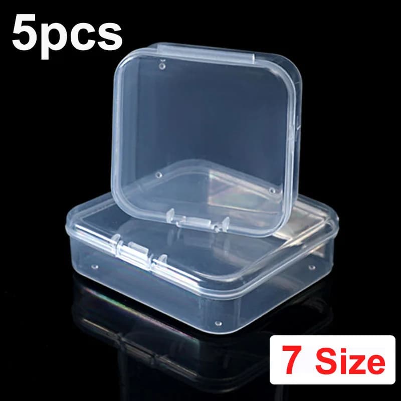 5 pezzi Mini scatola di plastica Scatola rettangolare Scatola di imballaggio traslucida Scatole trasparenti per la conservazione Contenitore per gioielli antipolvere