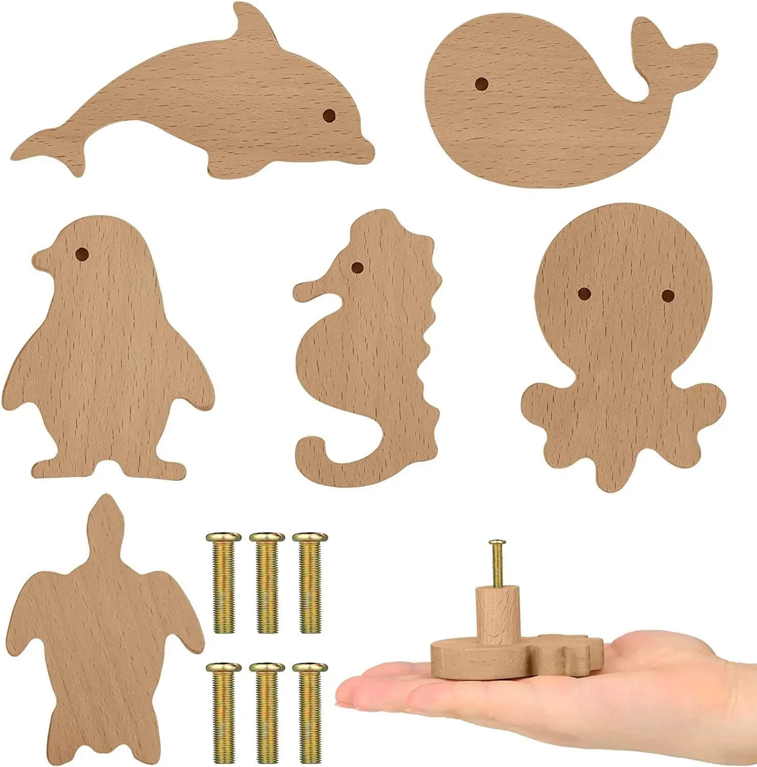 Maniglie per mobili a forma di simpatici animali con creativi disegni di pinguini, per maniglie di cassetti da cucina e ante di armadi.