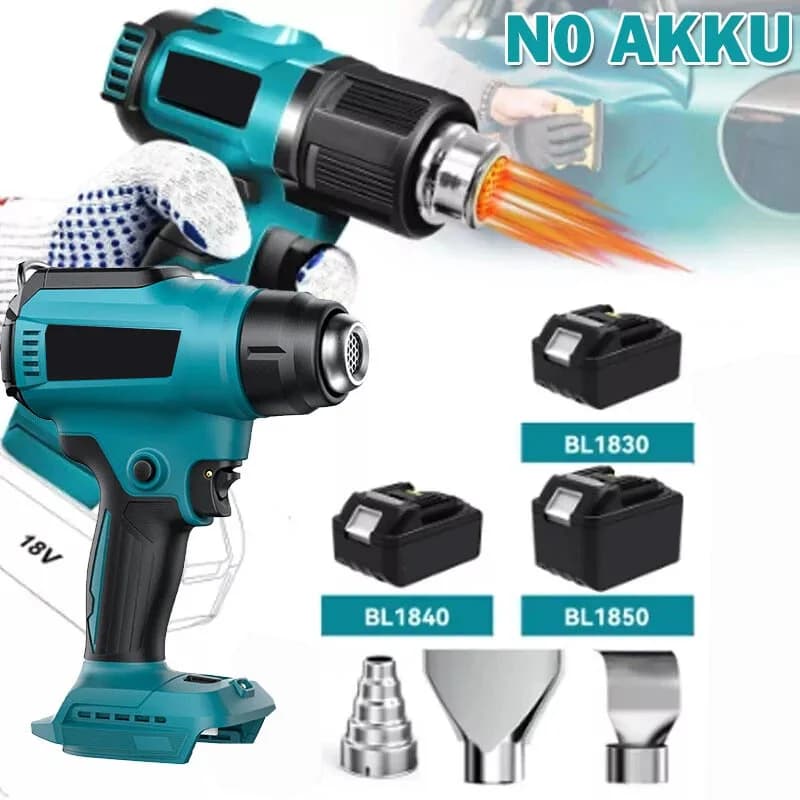 2000W 500 ℃ Pistola ad aria calda elettrica portatile senza fili ricaricabile per uso domestico industriale per Dewalt per batteria Makita