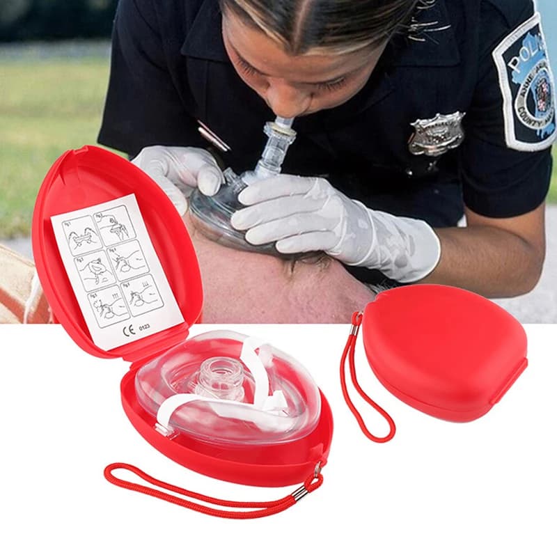 1Pc Red Artificial Respiration One-Way Breathing Valve Mask First Aid CPR Breathing Mask Protect Rescuers Mask Accessories