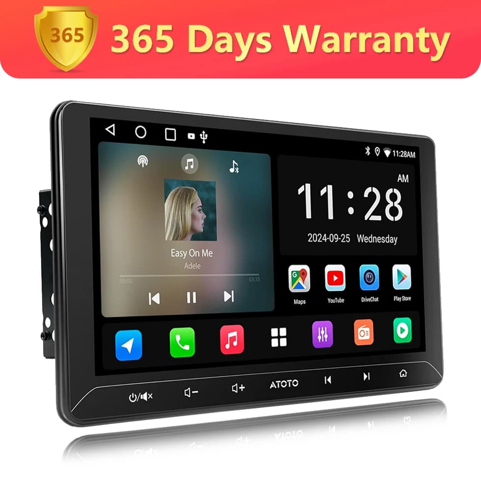 Autoradio 2Din da 10.1 pollici con schermo CarPlay Android Auto, doppio stereo per auto Android 2 Din con DSP/FM/AM/RDS/GPS, fotocamera, WiFi/Bluetooth/USB, lettore multimediale A5L A5 Atotozone