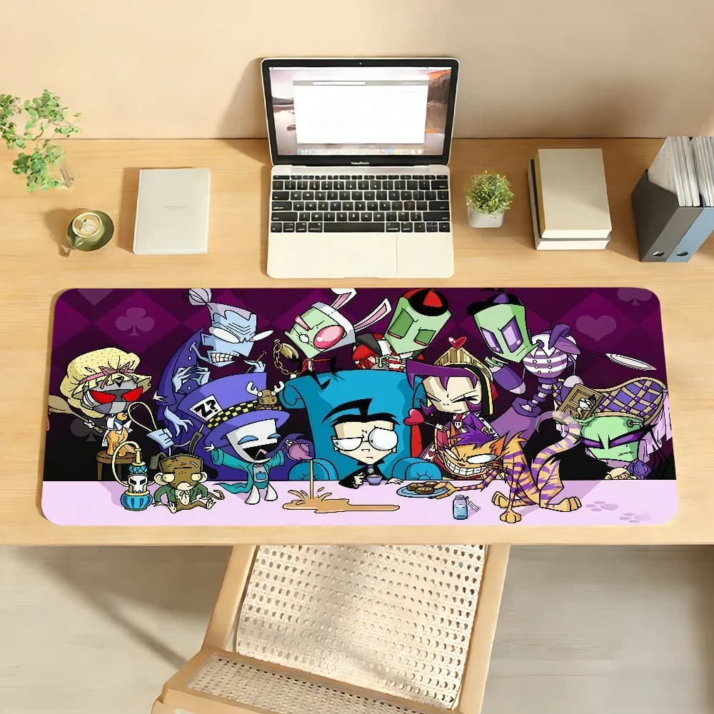 Cartoon Invader Zim Cool Mouse Pad Tappetino da scrivania antiscivolo Accessori per PC e laptop Tastiera da ufficio Decorazione per giocatori di grandi dimensioni