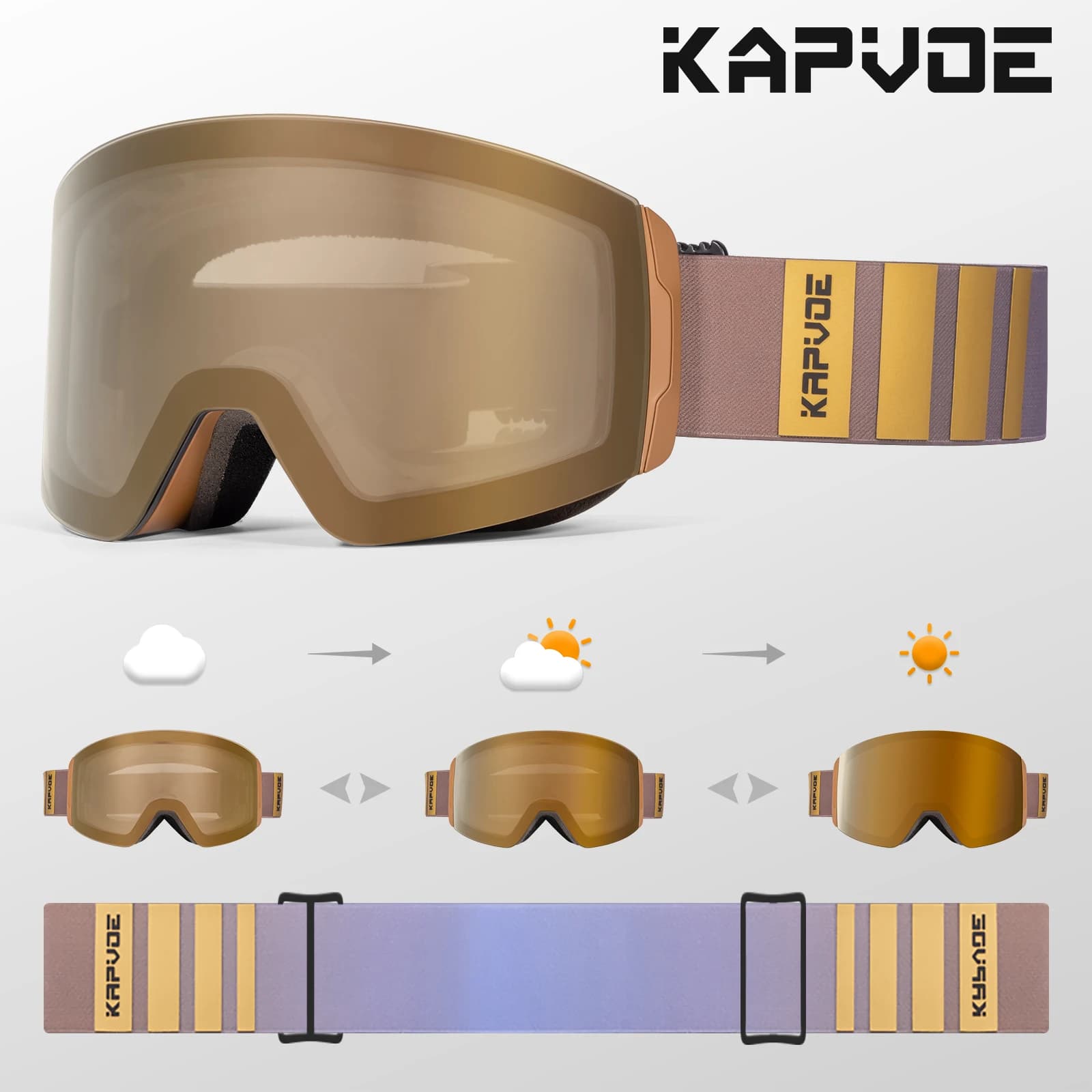 KAPVOE Occhiali da sci fotocromatici per esterni Occhiali da snowboard da uomo Occhiali da sole da neve invernali da donna Lenti di attrazione magnetica UV400 Nuovo