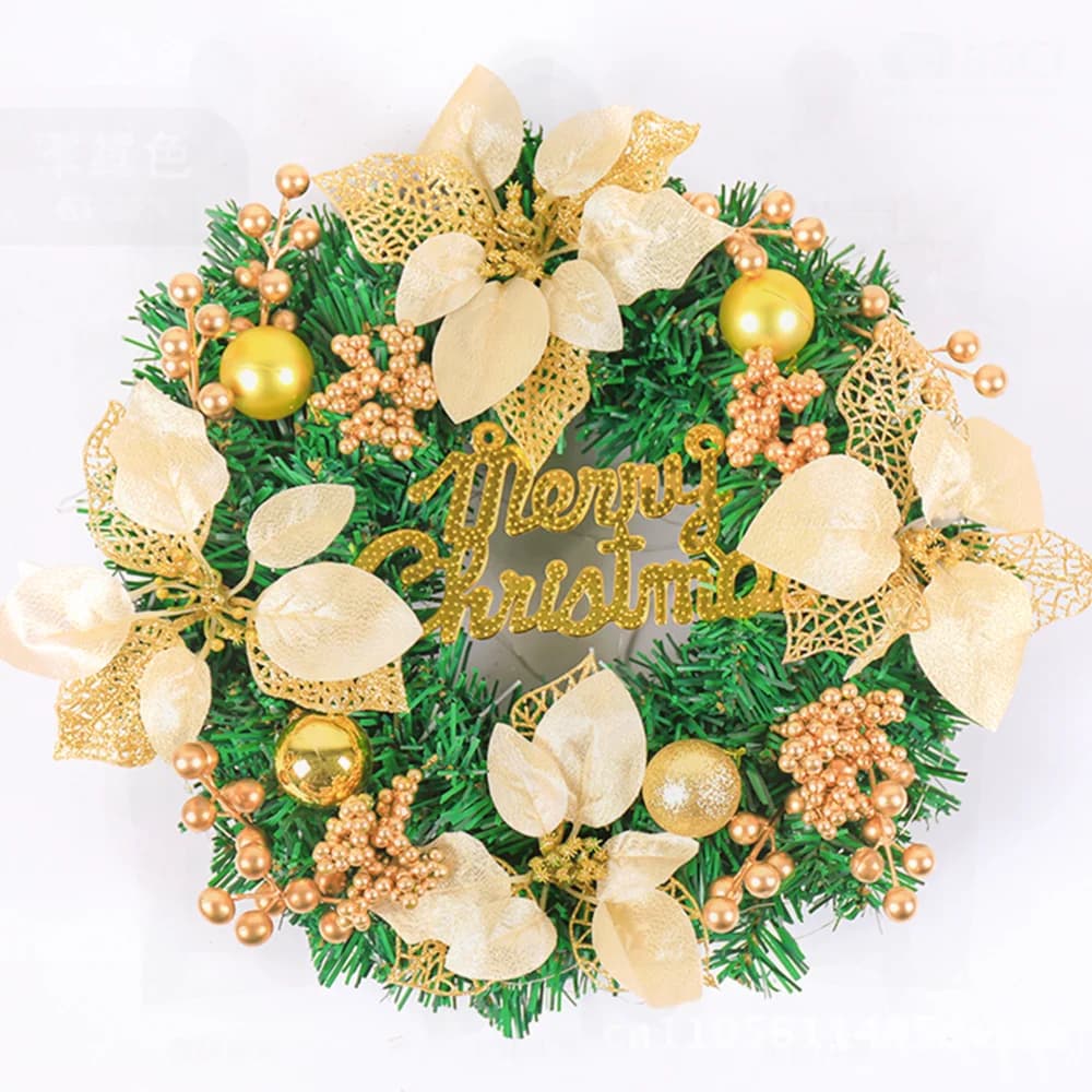 Anello in rattan con ghirlanda natalizia con luci - Accessorio per scena da appendere alla parete per porta decorativa in PVC stile europeo da 30/40/50/60 cm