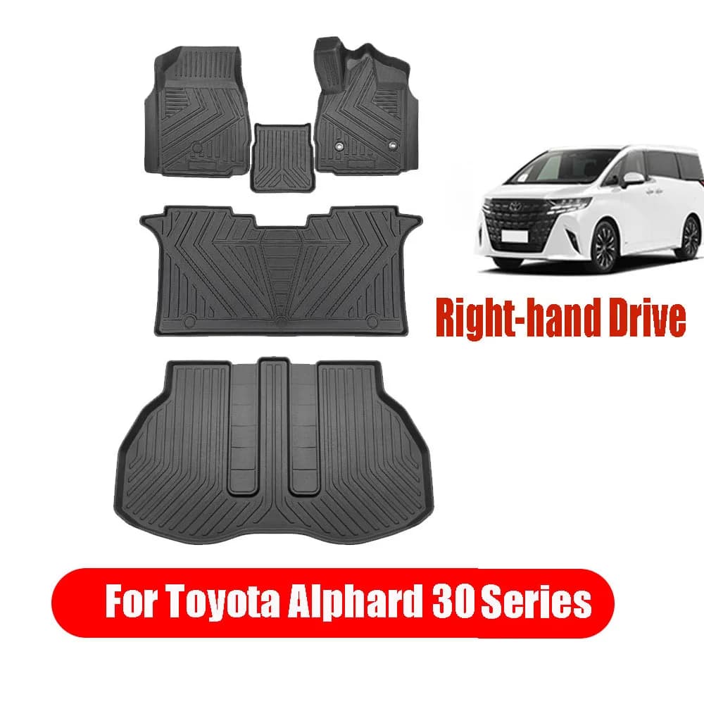 Tappetini Auto per Toyota Alphard Serie 30 2016-2026 Guida a Destra, Tappetino Bagagliaio in Gomma TPE ECO Impermeabile e Durevole