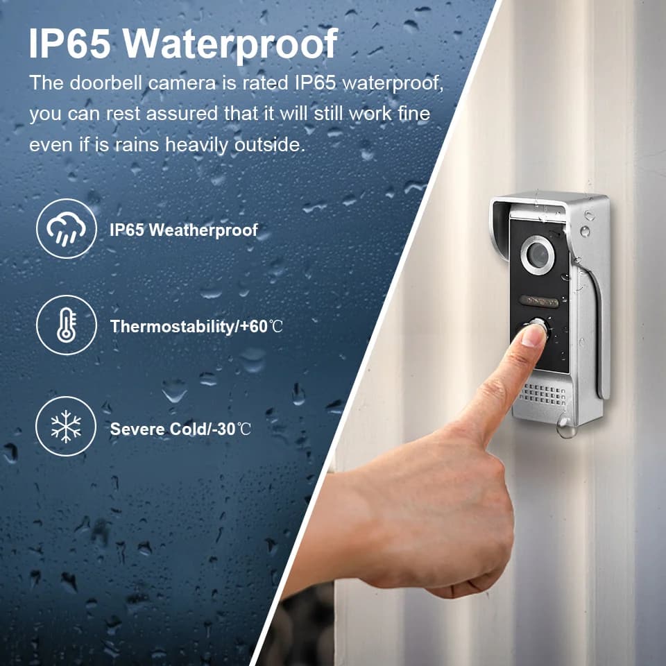 Schermo IPS da 10 pollici Tuya APP 4 fili WIFI Videocitofono Citofono Campanello visivo Visualizzatore per porta di sicurezza domestica grandangolare da 120 gradi