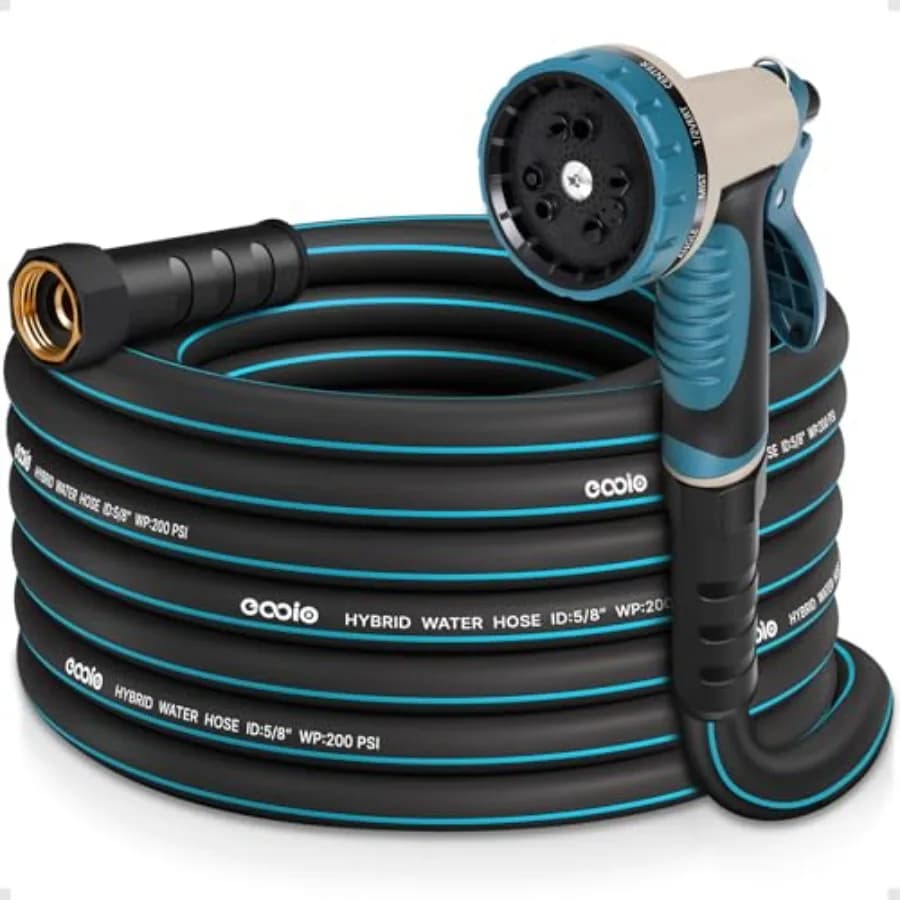 Garden Hose 25 ft x 5/8" with Nozzle, Water Hose Heavy Duty Flexible, Lightweight Kink-less Hybrid Hose with Swivel Handle, Mal