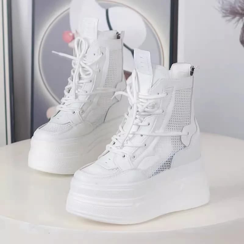 Sneakers da Donna 2026 con Zeppa Nascosta da 10 CM, Traspiranti in Mesh, Suola Spessa, Leggere e Comode, Stivaletti per la Camminata, Ideali per le Piccole Taglie