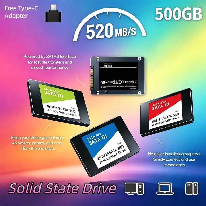 Disco rigido esterno portatile SSD da 500 GB USB 3.0 520 MB/s con custodia in metallo antiurto per laptop PC Elite
