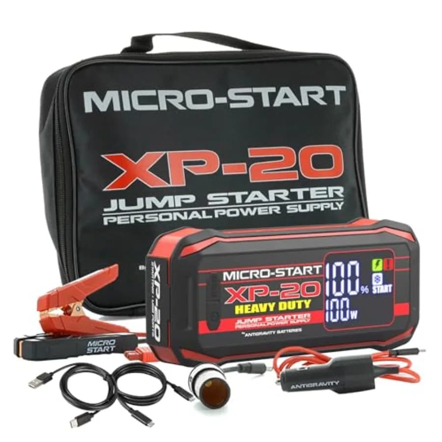 Avviatore di emergenza portatile per uso automobilistico, batteria al litio nera 12V, booster pack resistente per motori fino a 10.0L a benzina e 8.0L a diesel.