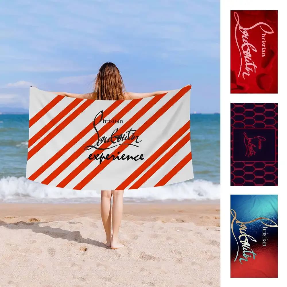 Lussuosi Teli da Spiaggia in Microfibra con Logo C-ChristianES L-LouboutinES, Grandi Teli da Spiaggia e Piscina per Viaggi, Nuoto e Yoga
