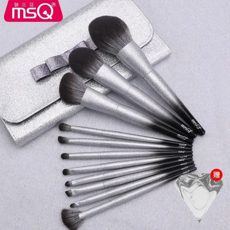 Set di 11 Pennelli per Trucco MSQ, Kit Completo per Blush, Cipria, Ombretto, Strumenti di Bellezza