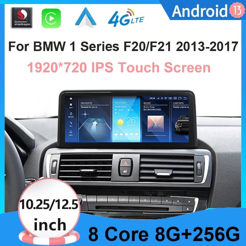 GPS Navigation Radio for BMW Series 1 F20 F21 2013 - 2017 Qualcomm Android 13 Multimedia Car Reader Screen Video Carplay Auto 4G
