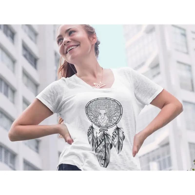 Deer Dream Catcher 2 Boho Women'S T Shirt Simple Creative Cute For Her Long Sleeve Female