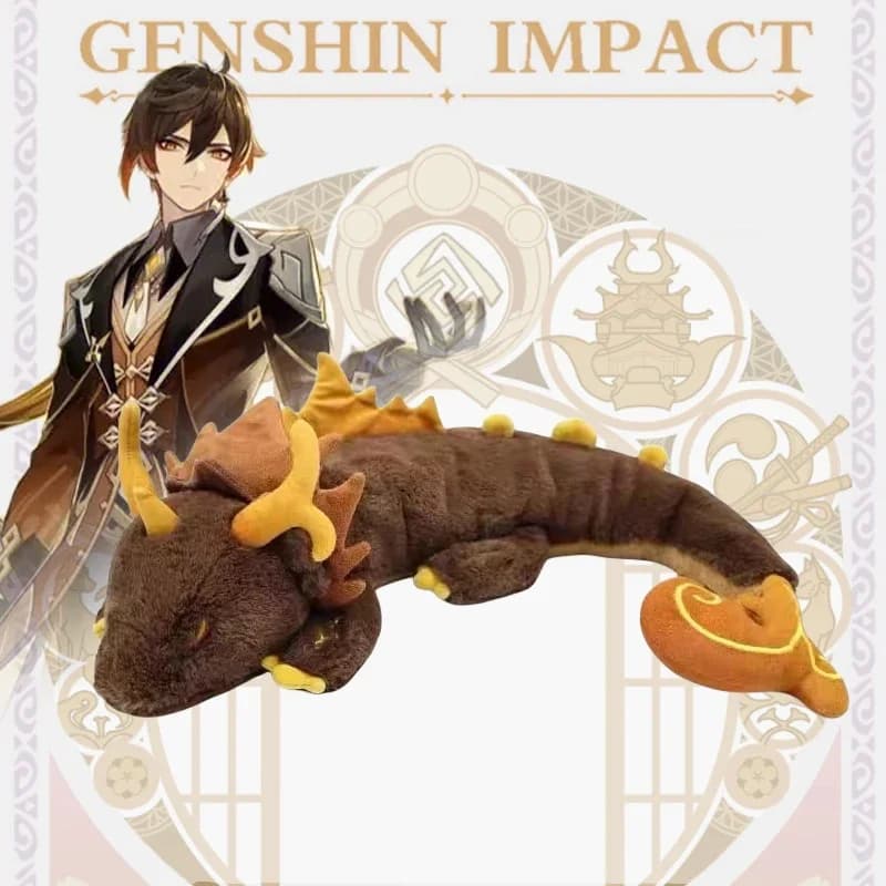 Genshin Impact Zhongli Peluche Cuscino per il corpo Morbido cartone animato Drago Cuscino farcito Cuscino decorativo per il collo Cuscino per la schiena per dormire Decor