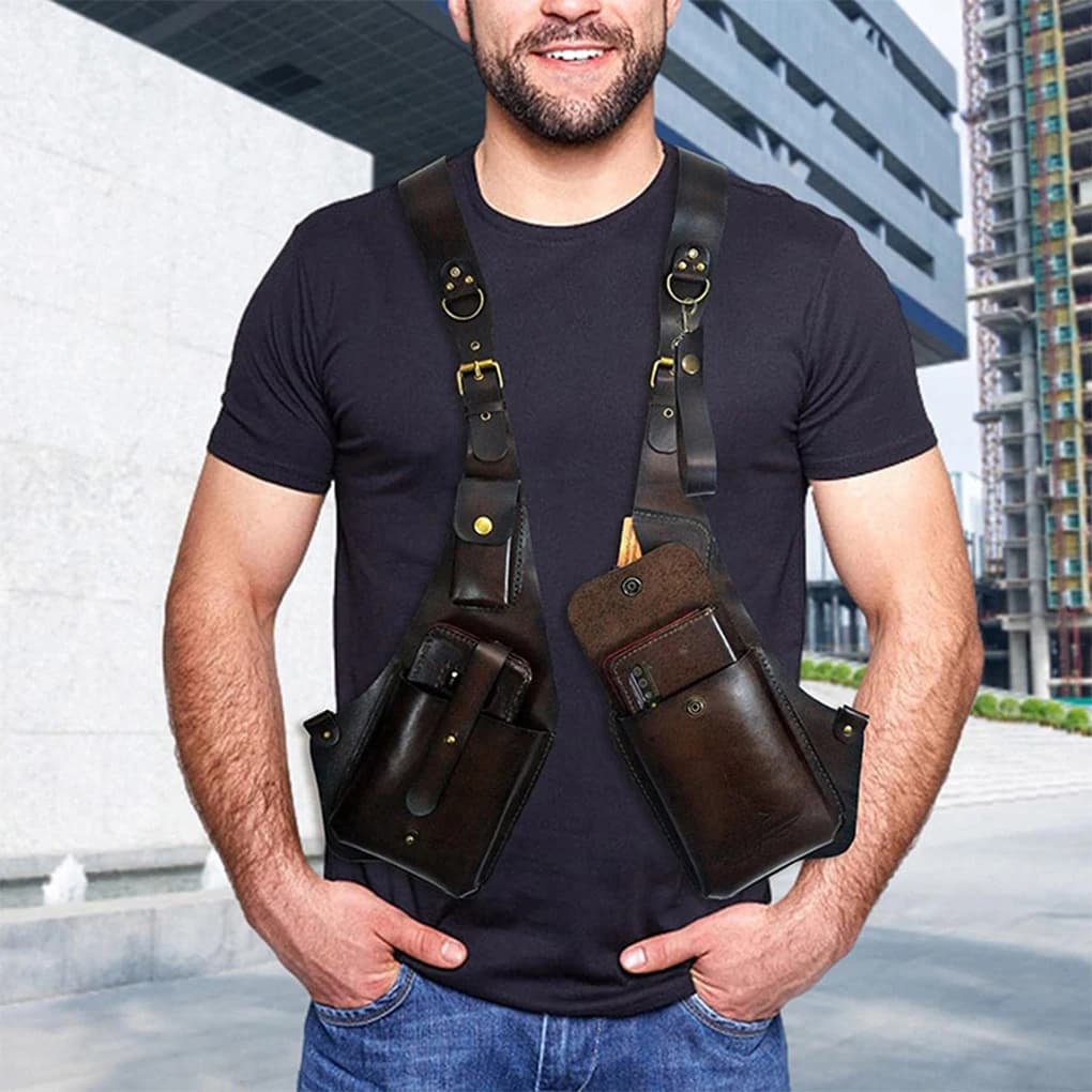 Adjustable shoulder bag for mobile phone, double shoulder bag for axle, anti-theft shoulder bag for men, shoulder bags.