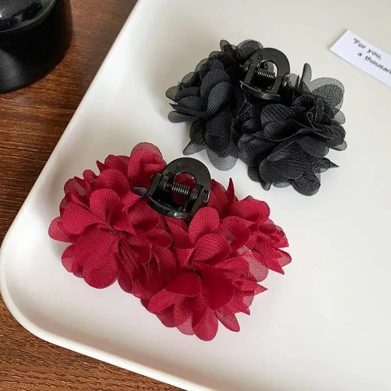Fermaglio per capelli a forma di rosa in tessuto alla moda, elegante clip a coda di cavallo da donna, fermagli a forma di fiore dolce, fermaglio a granchio, accessorio per capelli