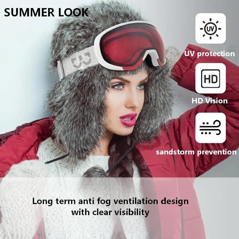 Occhiali da Sci a Doppio Strato Antiappannamento, Anti-UV, Antivento, Antipolvere, Resistenti agli Urti per Sci e Snowboard