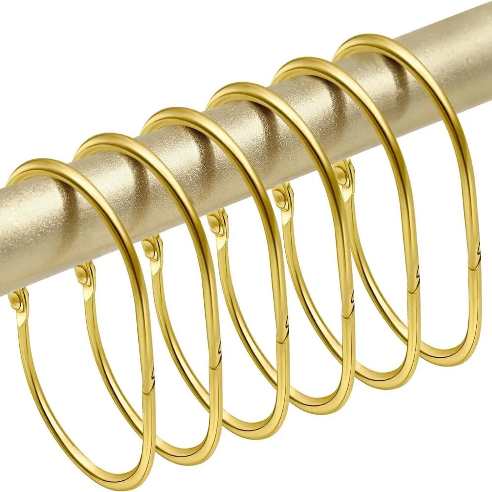 12pcs Iron Shower Curtain Hooks Rings Oval Open Shower Curtain Hangers Smooth Anti-drop Gliding Hooks For Bathroom Curtains Rods